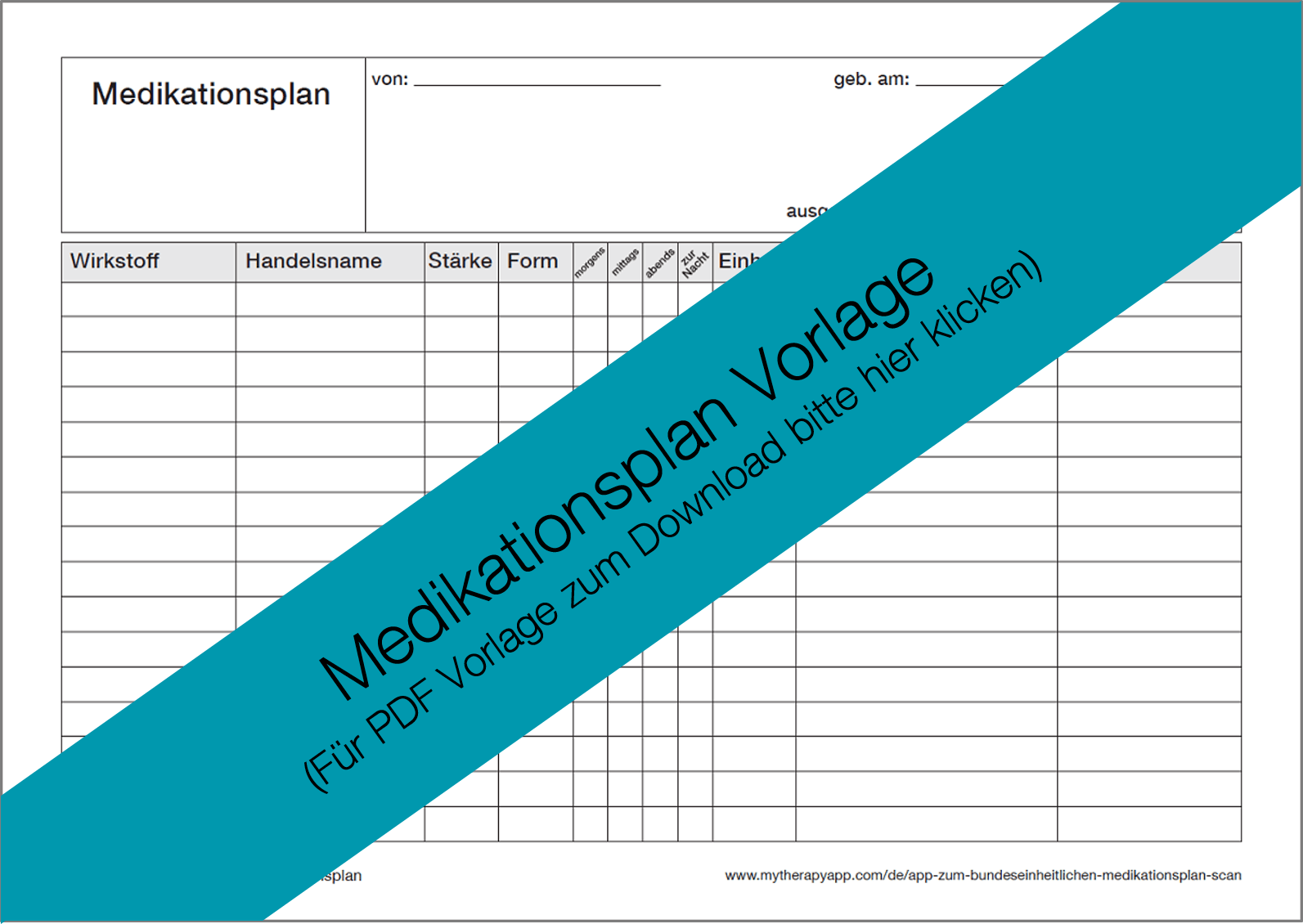 Medikationsplan Vorlage zum kostenlosen Download