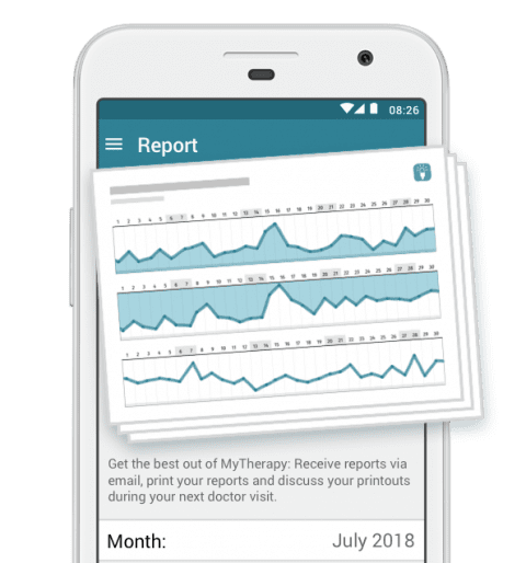 Phone screen with health report displayed on it